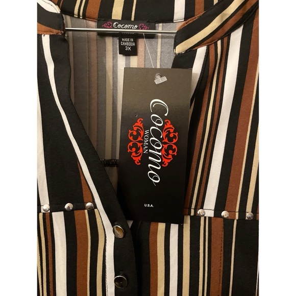 Cocomo Woman V-Neck Sleeveless Blouse in Stripes Size 3X New with T… - Picture 3 of 4